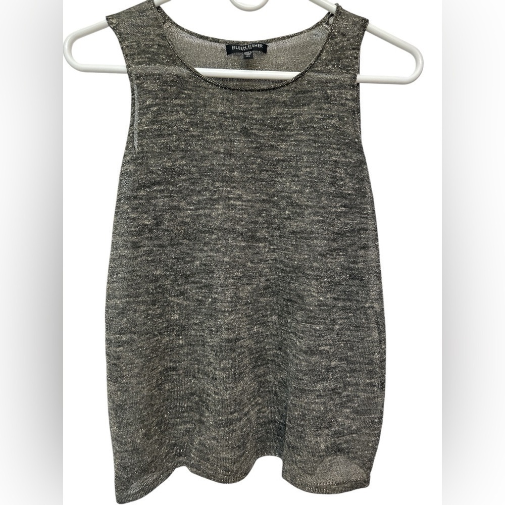 Eileen Fisher sheer tank black gold thread